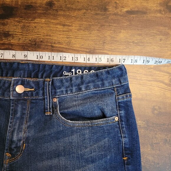 GAP 1969 Jeans Womens 31 R Wide Leg Flare Mid Rise Medium Dark Wash Stretch - Picture 5 of 10